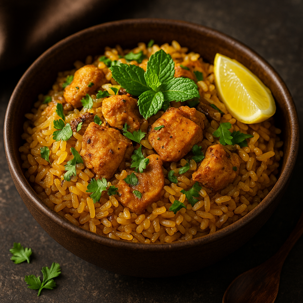 Low-carb chicken biryani with Konjac rice