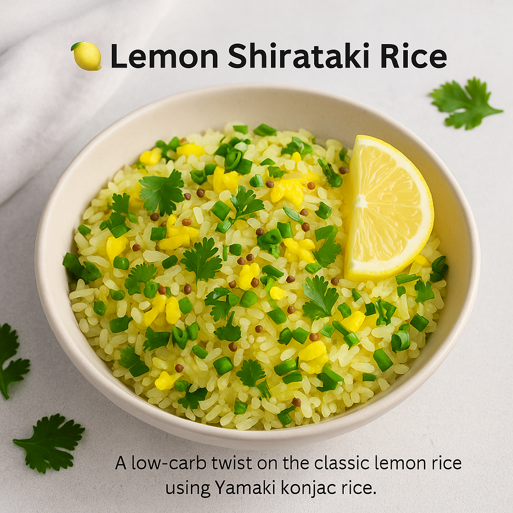 Low-carb lemon Shirataki rice with herbs and spices